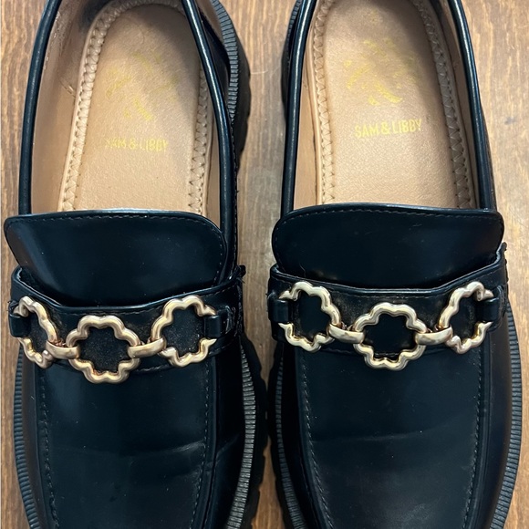 Sam & Libby Black Loafers with Gold Accent - Picture 1 of 11